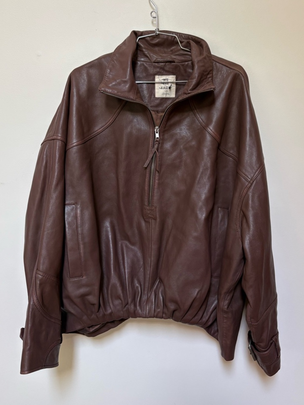 NWOT Free People We The Free Sonny Leather Pullover Jacket Size Large - Picture 3 of 16